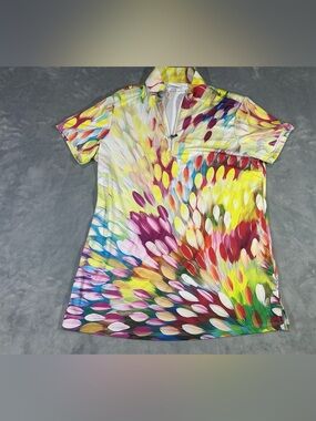 CEGOLFS women’s quarter zip golf shirt sleeve top-sporty-multicolored-S